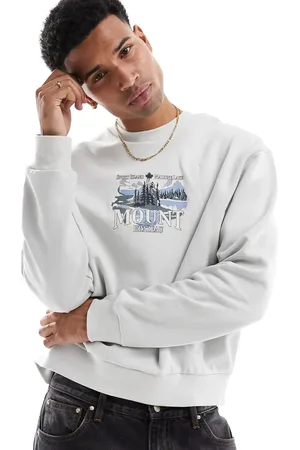 ASOS Boxy oversized sweatshirt with mountain print in light