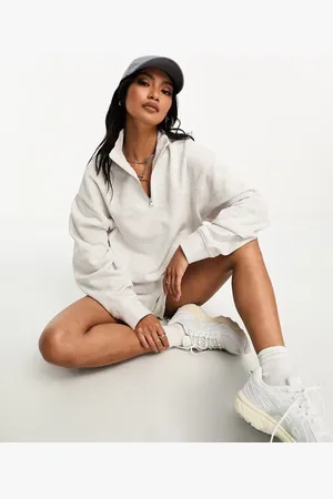 ASOS Half zip sweatshirt in ice heather