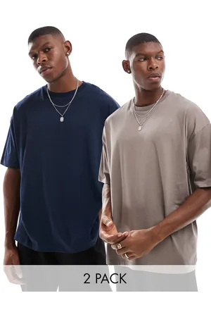 ASOS 2 pack oversized t-shirts in brown and navy