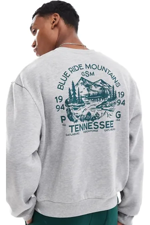 ASOS Overiszed boxy sweatshirt with tennesee print in heather