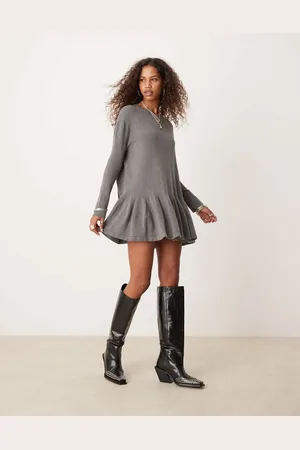 Free People Knit mini ruffle hem mini dress in