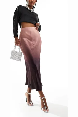 EVER NEW Satin bias cut maxi skirt in oxblood ombre