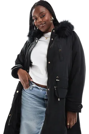 Yours Parka jacket with faux fur hood in