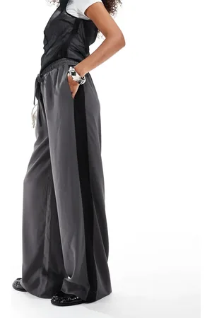 ASOS Pull-on pants with contrast panel in charcoal
