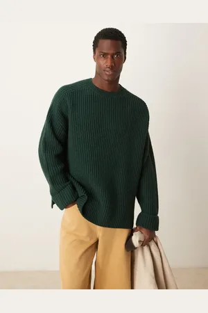 ASOS Oversized wool mix heavyweight rib sweater in dark