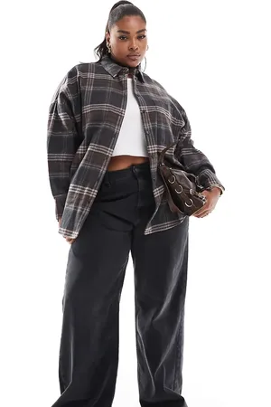 ASOS ASOS DESIGN Curve oversized flannel shirt in brown plaid