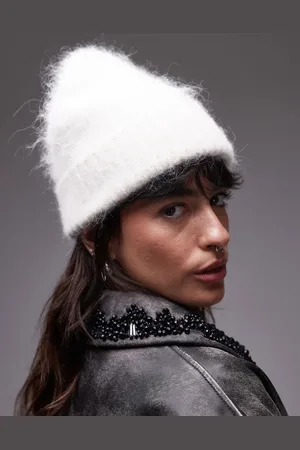 Topshop Harvey Premium alpaca mix beanie in cream