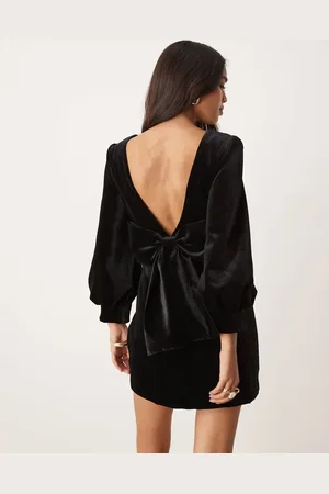 EVER NEW Velvet bow back mini dress in