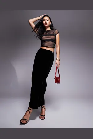 ASOS Wrap velvet maxi skirt in