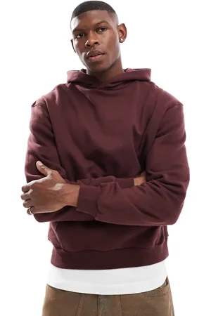 ASOS Premium heavyweight boxy oversized hoodie 400gsm in burgundy