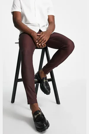 ASOS Skinny smart pants in burgundy pin dot