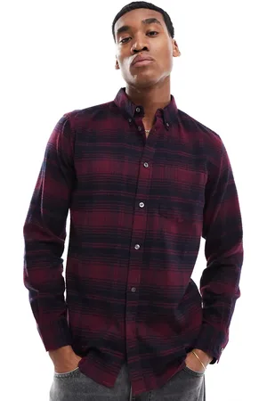 French Connection French Connection long sleeve plaid flannel shirt in red and navy