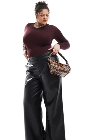 ONLY Faux leather wide leg pants in
