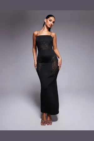 ASOS Lazer cut maxi dress with skinny straps in scuba
