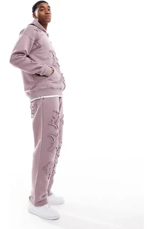 Liquor N Poker Allover motif straight leg sweatpants in berry mix - part of a set