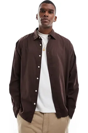 JACK & JONES Boxy straight hem shirt in brown