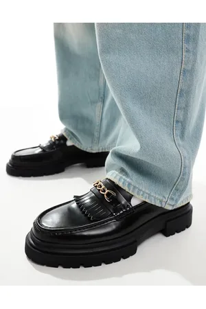 ASOS Chunky loafers in leather with fringe and snaffle