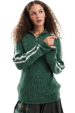 Emory Park Side-stripe oversized sweater in forest