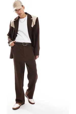 Reclaimed Western suit pants in patchwork