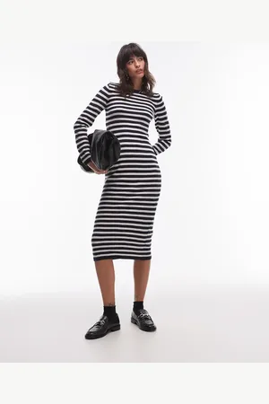MANGO Knit striped midi dress in