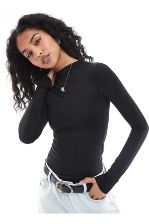 Pull&Bear Polyamide sculpt long sleeve bodysuit in