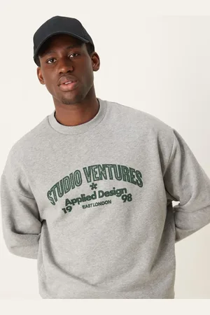 ASOS Oversized sweatshirt with green print in heather