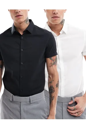 ASOS 2 pack skinny fit work shirt in white and black