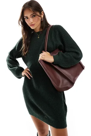 JDY Boat neck knitted mini sweater dress in