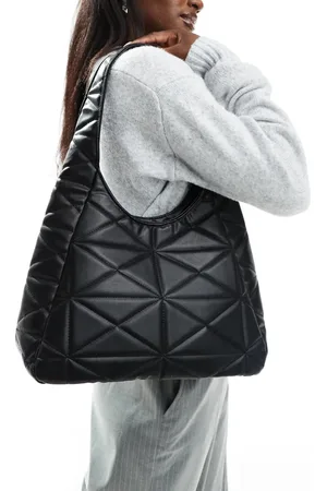 Glamorous Quilted textured shoulder tote bag in