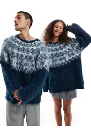 COLLUSION Unisex brushed oversized fairisle sweater in