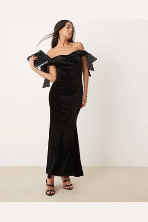 EVER NEW Bow draped velvet maxi gown in