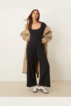 ASOS Ribbed long sleeve scoop neck jumpsuit in