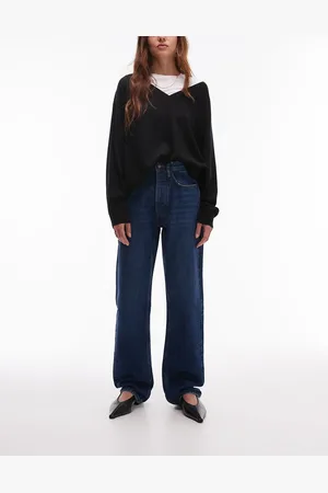 Topshop High rise straight Kort jeans in rich