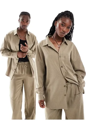 COLLUSION Unisex oversized shirt in pinstripe - part of a set