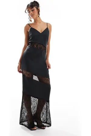 Pretty Lavish Lace insert maxi slip dress in
