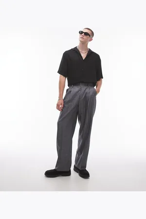 Topman Wide leg cross hatch suit pants in