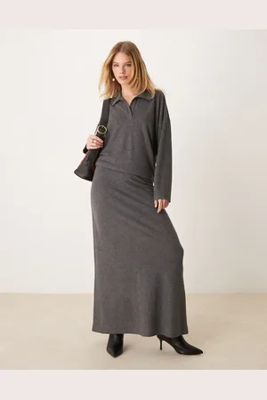 ASOS Fishtail supersoft maxi skirt in heather - part of a set