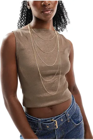 ASOS Multirow long necklaces with fine snake chain in tone
