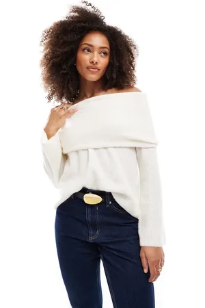 VERO MODA Slouchy off shoulder sweater in snow melange