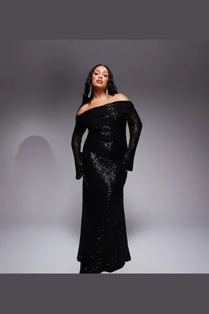 Jaded Rose Off shoulder sequin maxi dress in