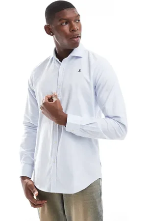 SCALPERS Oxford Peach Shirt In Sky