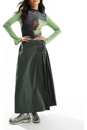 COLLUSION Plaid maxi skirt kilt in