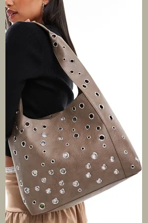 Glamorous Studded shoulder tote bag in washed