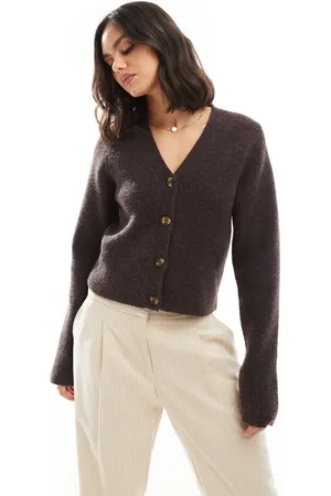 ASOS Structured v neck cardigan in chocolate