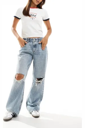 ASOS Baggy jeans with knee rips in light vintage wash