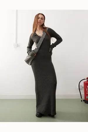 COLLUSION Collar knit long sleeve dress