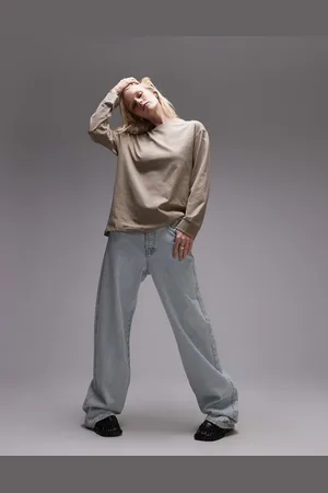 MANGO Round neck long sleeve T-shirt in beige