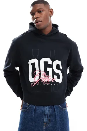 ASOS Boxy oversized sweatshirt with athletic print in gray heather