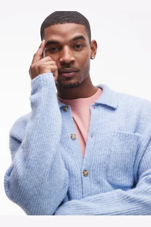 Topman Relaxed fit brushed collared cardigan in light