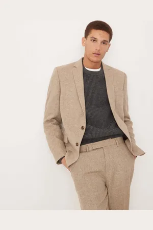 ASOS Slim wool mix suit jacket in stone